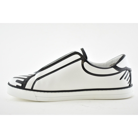 Fendi Joshua Vides Black White Leather Logo Low Top Slip On Trainer Sneaker 37 - Picture 8 of 11